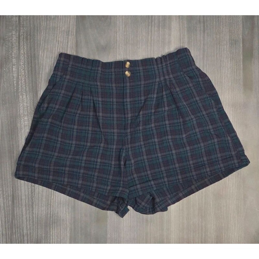American Eagle Plaid High Waist Paper Bag Shorts Womens Size 18
